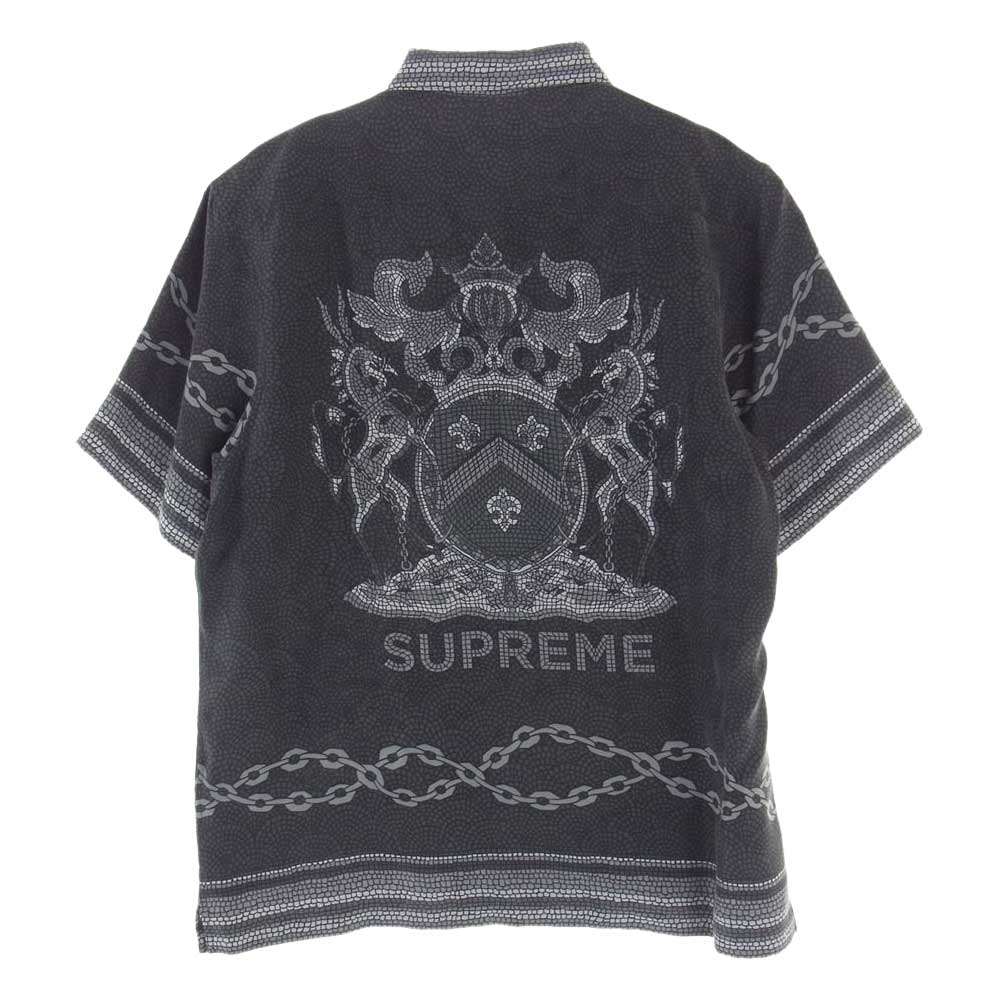 Supreme シュプリーム 20SS Mosaic Silk S/S Shirt モザイク シルク 半袖 シャツ グレー系 M【極上美品】【中古】