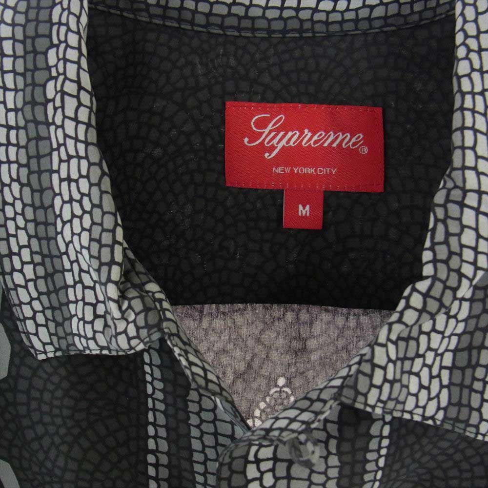 Supreme シュプリーム 20SS Mosaic Silk S/S Shirt モザイク シルク 半袖 シャツ グレー系 M【極上美品】【中古】