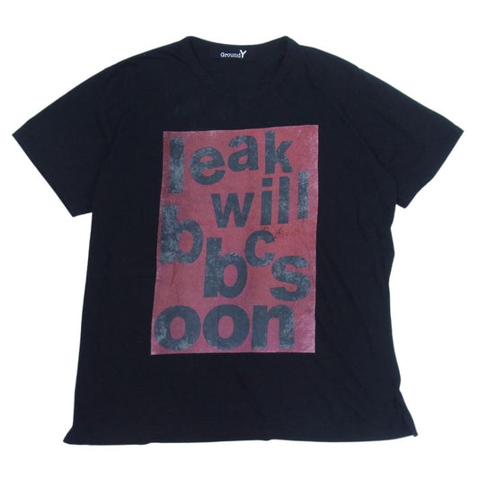 Yohji Yamamoto ヨウジヤマモト GroudY GR-T57-019 プリント Tシャツ 半袖 ブラック系 3【中古】