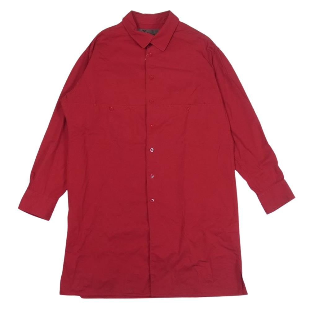 Y's Yohji Yamamoto ワイズ ヨウジヤマモト YA-B14-055 BANG ON ! ワイズ バングオン コットン バーバリー 切り替え ビッグ シャツ レッド系 表記無し【中古】
