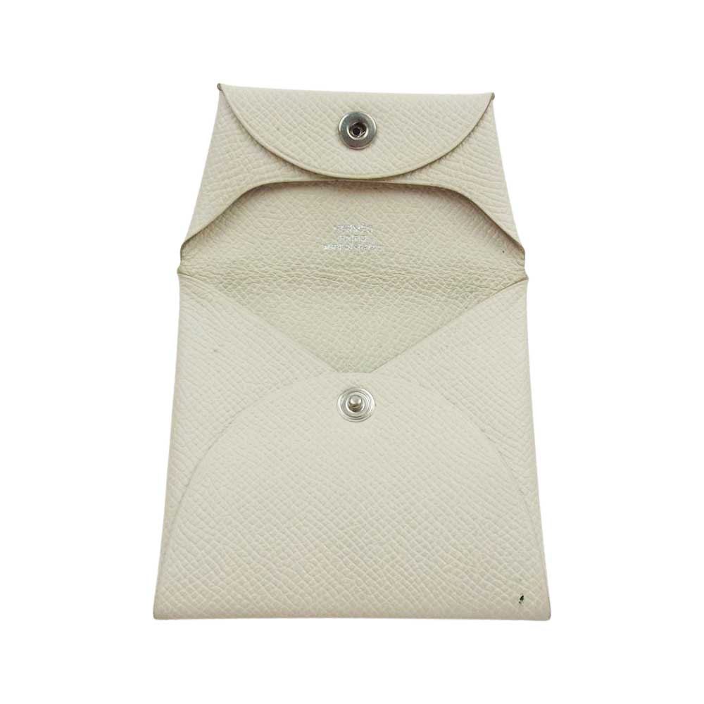 HERMES エルメス バスティア T刻印 レザー コインケース 小銭入れ オフホワイト系【中古】