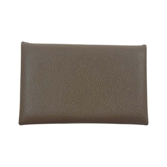 HERMES エルメス カルヴィ □R レザー カードケース ベージュ系【中古】