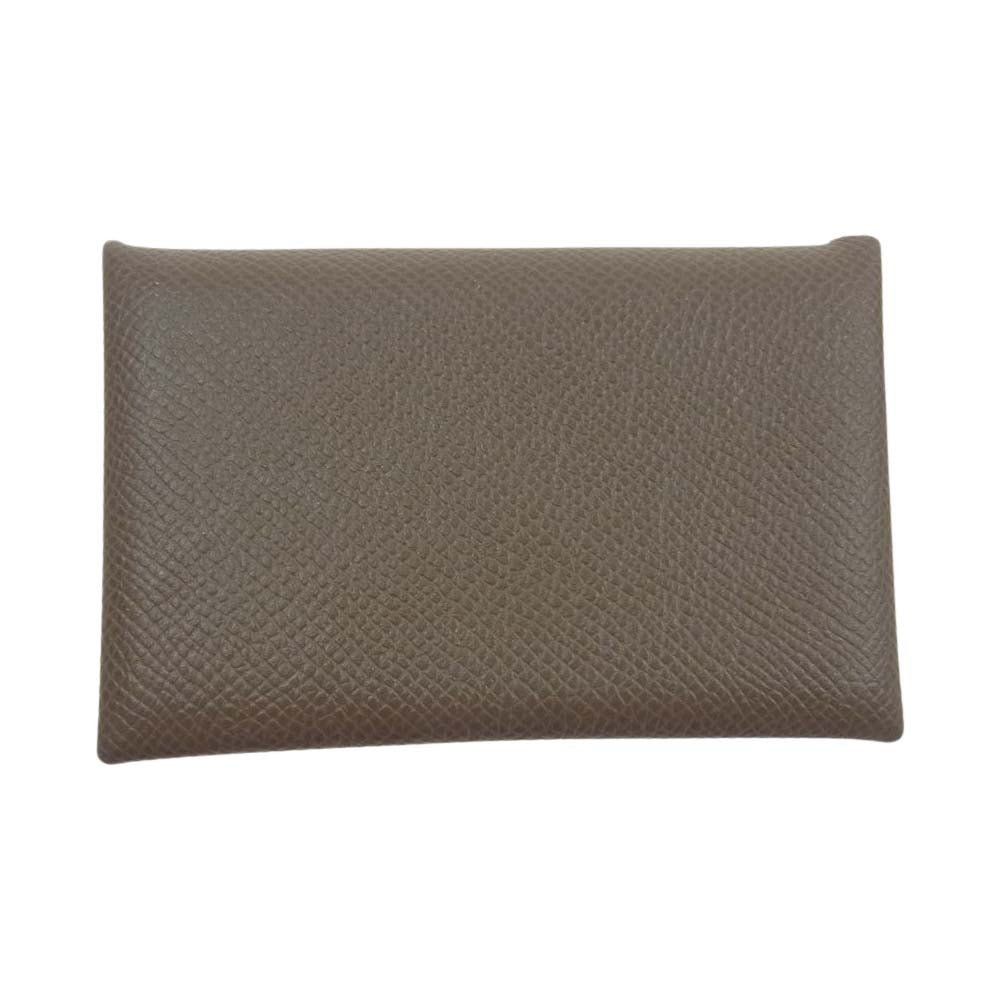 HERMES エルメス カルヴィ □R レザー カードケース ベージュ系【中古】