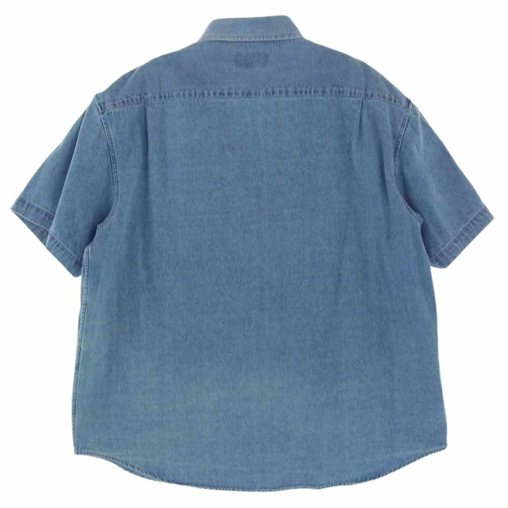 Supreme シュプリーム 20AW Invert Denim S/S Shirt ロゴ 刺繍 デニム シャツ ライトブルー系 S【中古】
