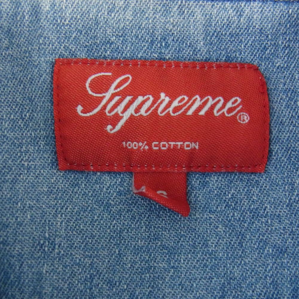 Supreme シュプリーム 20AW Invert Denim S/S Shirt ロゴ 刺繍 デニム シャツ ライトブルー系 S【中古】