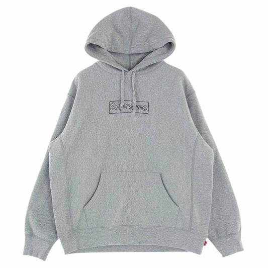 Supreme シュプリーム 21SS Chalk Logo Hooded Sweatshirt チョーク ボックスロゴ プルオーバー スウェットパーカー グレー系 S【中古】