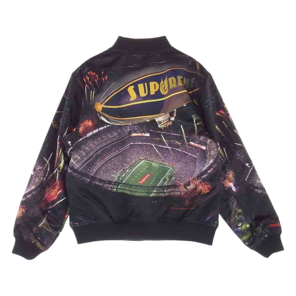 Supreme シュプリーム × Mitchell & Ness ミッチェルアンドネス 22SS STADIUM Satin VARSITY Jacket スタジアム サテン バーシティ ジャケット マルチカラー系 M【中古】