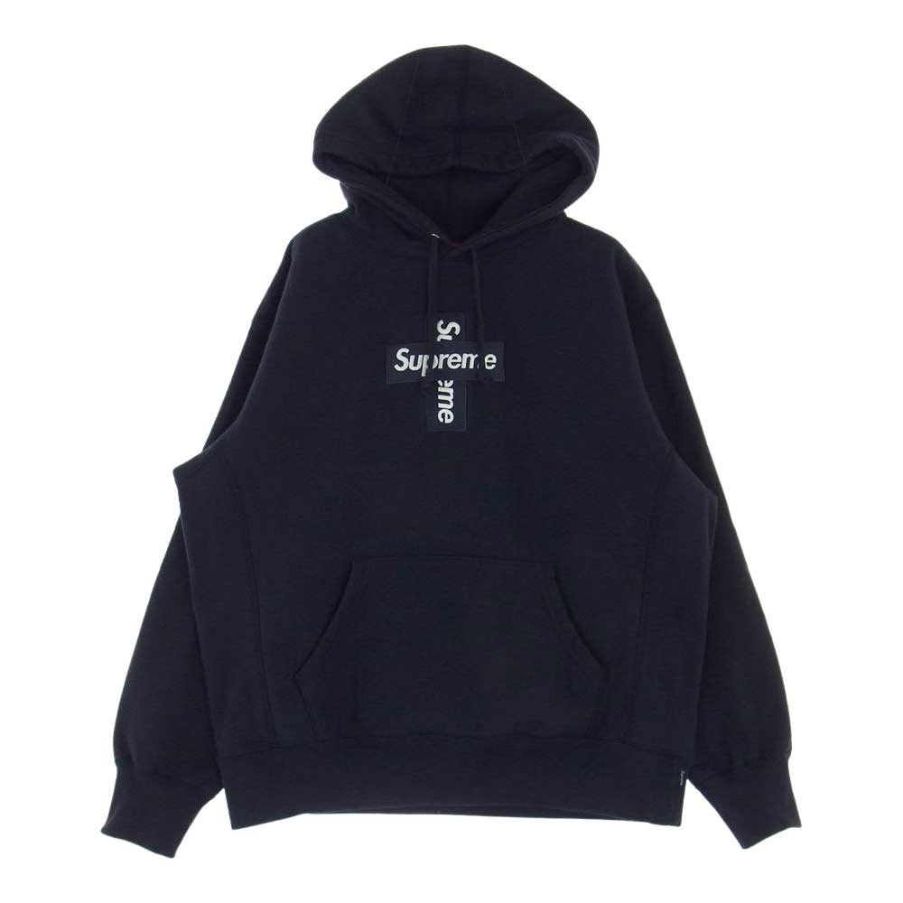 Supreme シュプリーム 20AW Cross Box Logo Hooded Sweatshirt クロス ボックス ロゴ フーデッド スウェット プルオーバ― パーカー ネイビー系 S【中古】