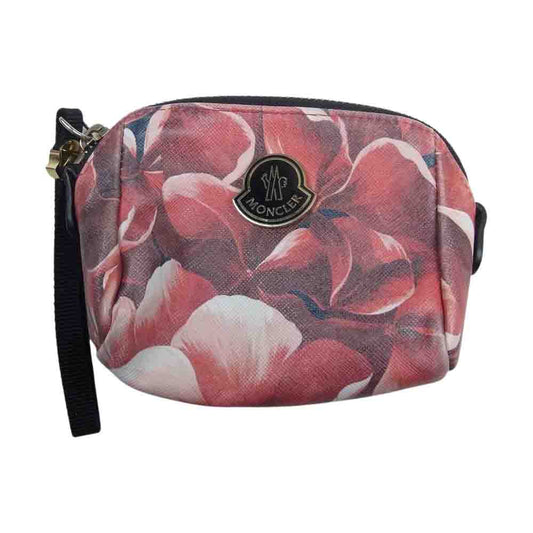 MONCLER モンクレール BEAUTY CASE 総柄 化粧 ポーチ レッド系【中古】