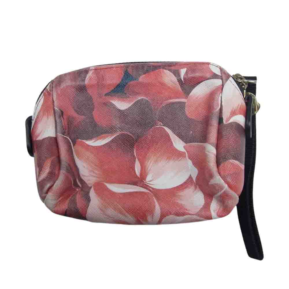 MONCLER モンクレール BEAUTY CASE 総柄 化粧 ポーチ レッド系【中古】