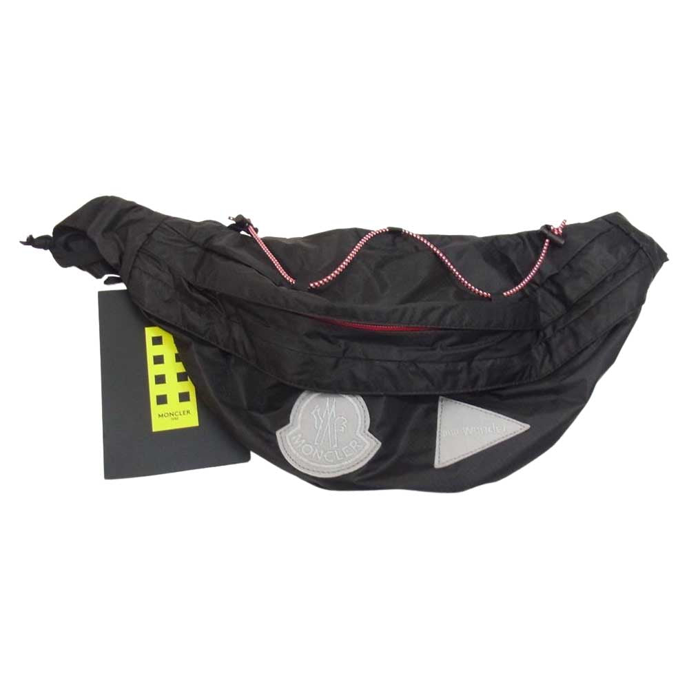 MONCLER モンクレール  21AW 5M70000 M1410 × AND WANDER SMALL BELT BAG ワッペン付き アンドワンダー リップストップ ボディバッグ スモール ベルト  バッグ ブラック系【新古品】【未使用】【中古】