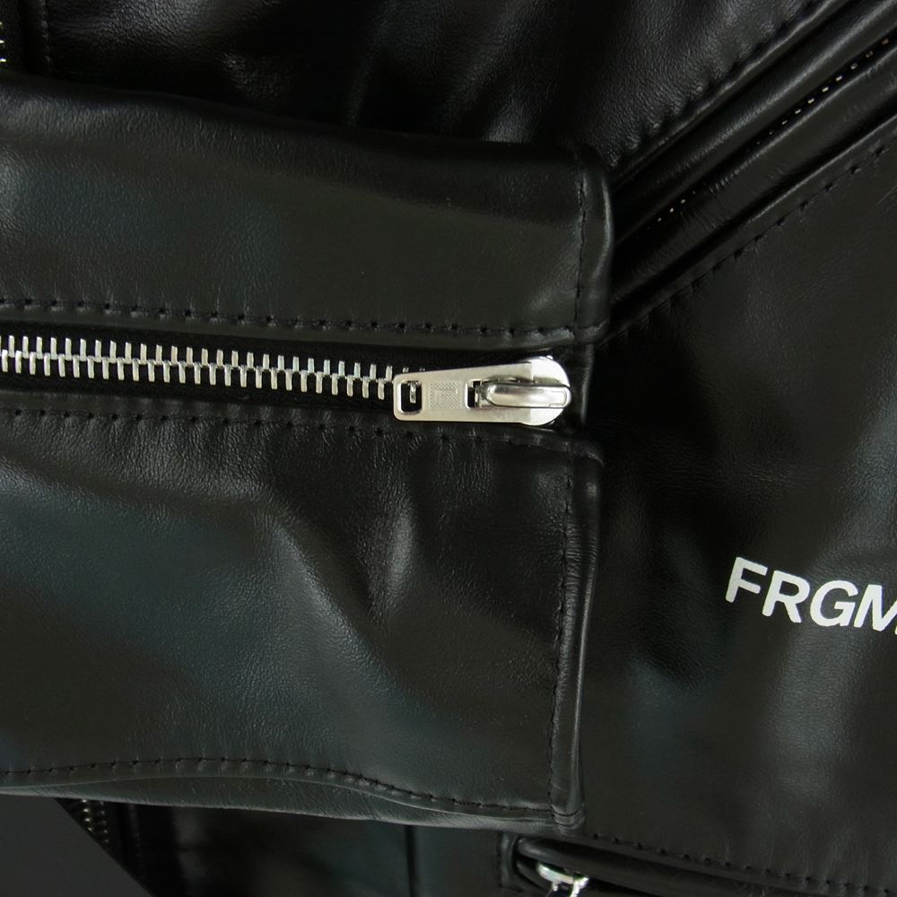 MONCLER モンクレール 21AW G209U1A000225099H  × FRAGMENT × Lewis Leathers DWAYNE CYCLONE フラグメント ルイスレザー ドゥエイン サイクロン ホースハイド ロゴプリント ダブルライダース ジャケット  ブラック系 40 2【新古品】【未使用】【中古】