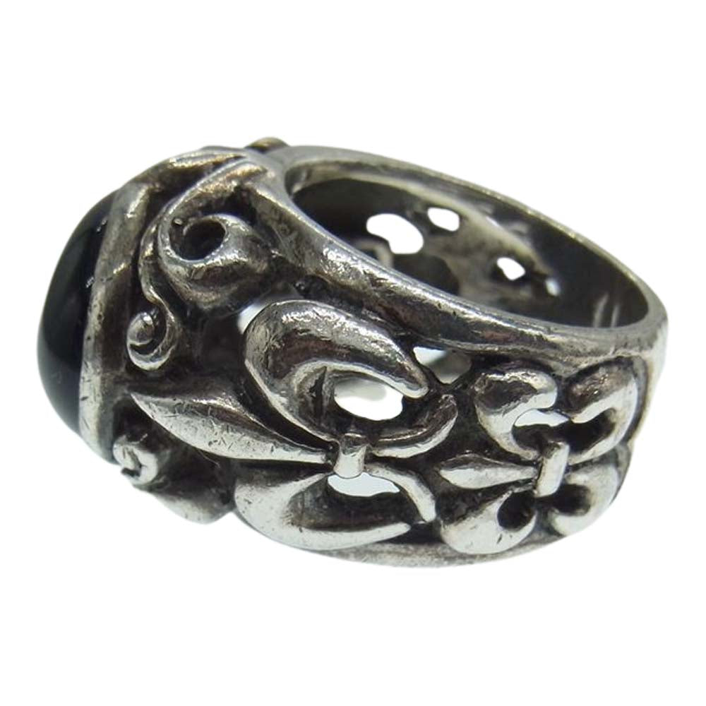 LEATHERS AND TREASURES レザーズアンドトレジャーズ LLTR036Ovl-O オーバルストーンリング w/オニキス シルバー系 約14号【中古】