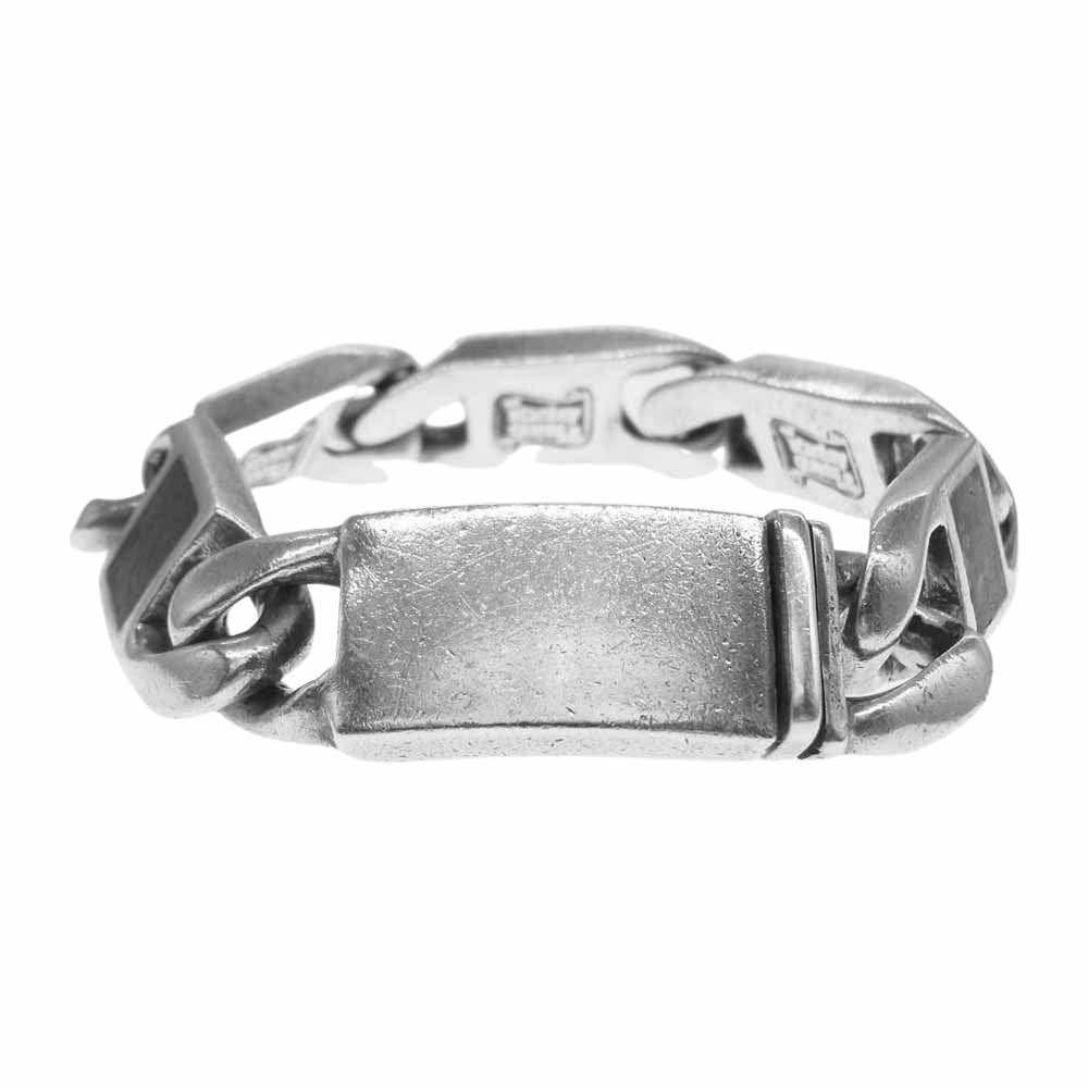STANLEY GUESS スタンリーゲス スクエア ウッドインレイドリンク ボックスクリップ ID ブレスレット シルバー系【中古】