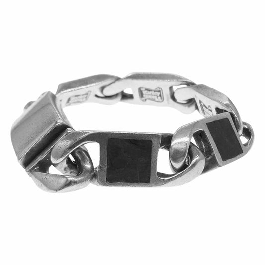 STANLEY GUESS スタンリーゲス スクエア ウッドインレイドリンク ボックスクリップ ID ブレスレット シルバー系【中古】