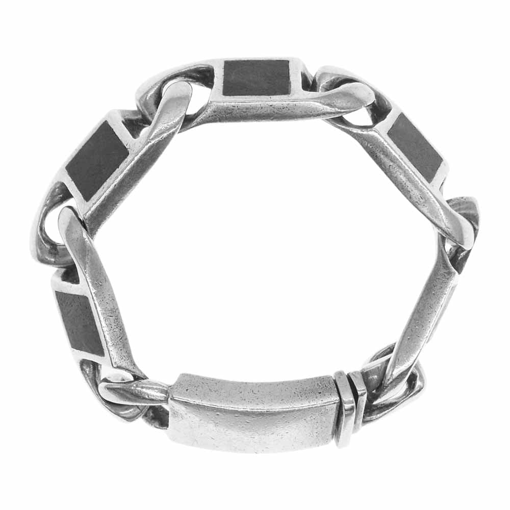 STANLEY GUESS スタンリーゲス スクエア ウッドインレイドリンク ボックスクリップ ID ブレスレット シルバー系【中古】