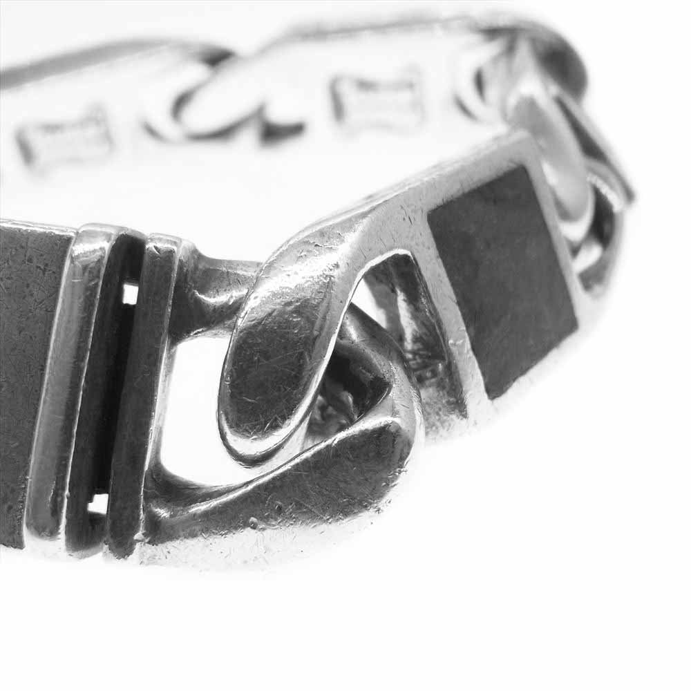 STANLEY GUESS スタンリーゲス スクエア ウッドインレイドリンク ボックスクリップ ID ブレスレット シルバー系【中古】