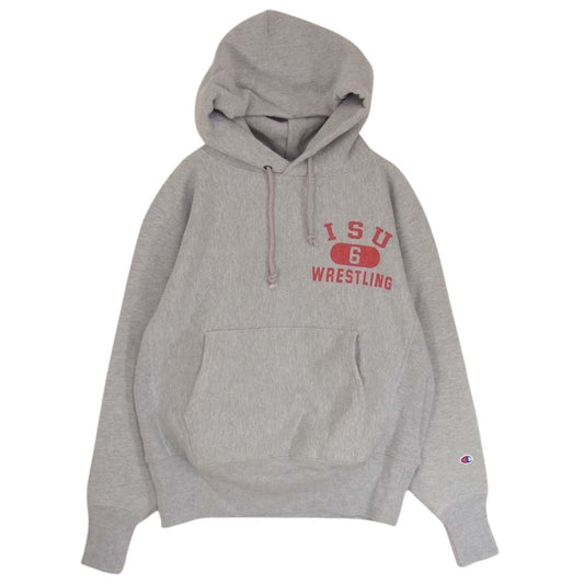 Champion チャンピオン REVERSE WEAVE 染み込みプリント スウェット パーカー グレー系 M【中古】