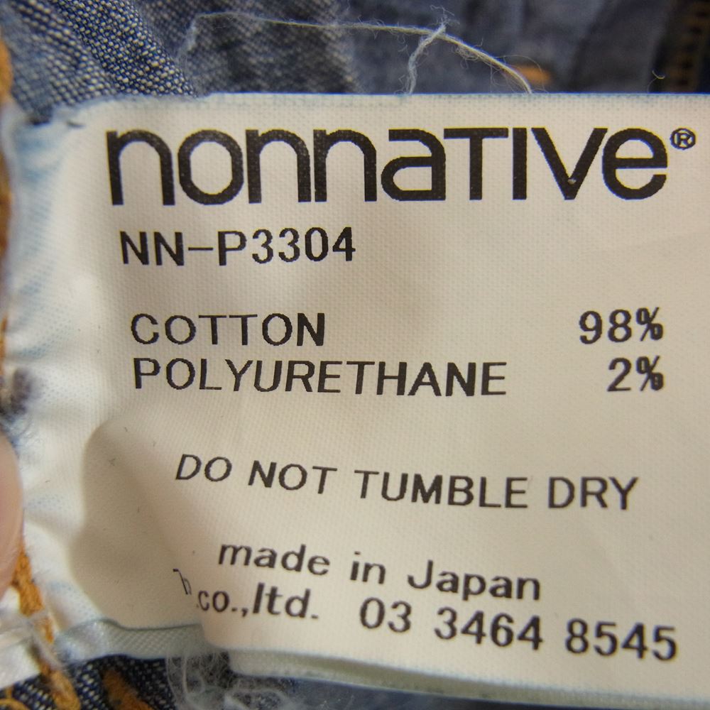 nonnative ノンネイティブ NN-P3304 DWELLER 4P JEANS TAPERED FIT COTTON 12oz SELVEDGE DENIM VW 加工 テーパード デニムパンツ インディゴブルー系 1【中古】