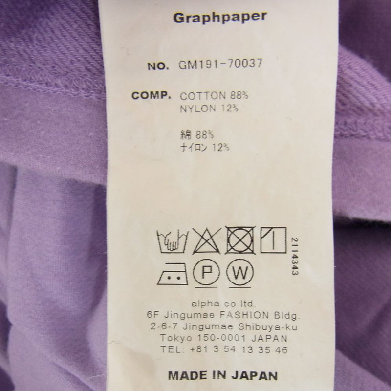 GRAPHPAPER グラフペーパー GM191-70037 Sweat S/S Oversized Tee スウェット 半袖 オーバーサイズ Tシャツ パープル系 2【中古】