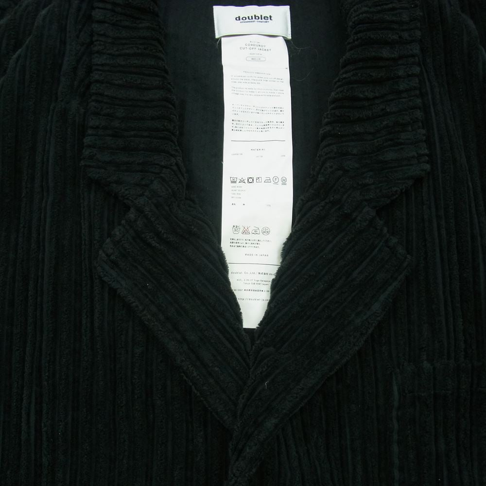 ダブレット 19AW 19AW10BL91 CORDUROY CUT-OFF JACKET コーデュロイ カットオフ ジャケット ブラック系 M【中古】