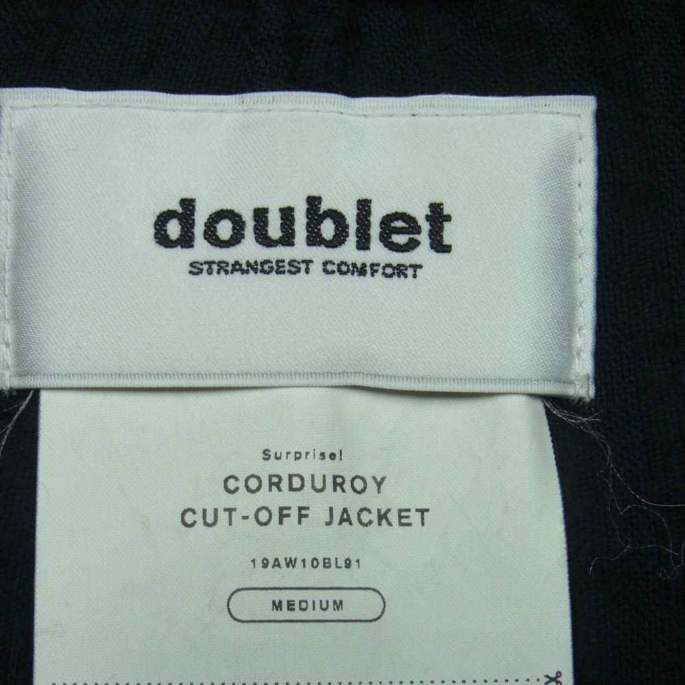ダブレット 19AW 19AW10BL91 CORDUROY CUT-OFF JACKET コーデュロイ カットオフ ジャケット ブラック系 M【中古】