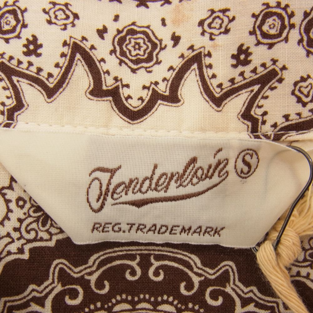 TENDERLOIN テンダーロイン T-PAISELY SHT BROWN ペイズリー オープンカラー 長袖 シャツ ブラウン ブラウン系 S【中古】