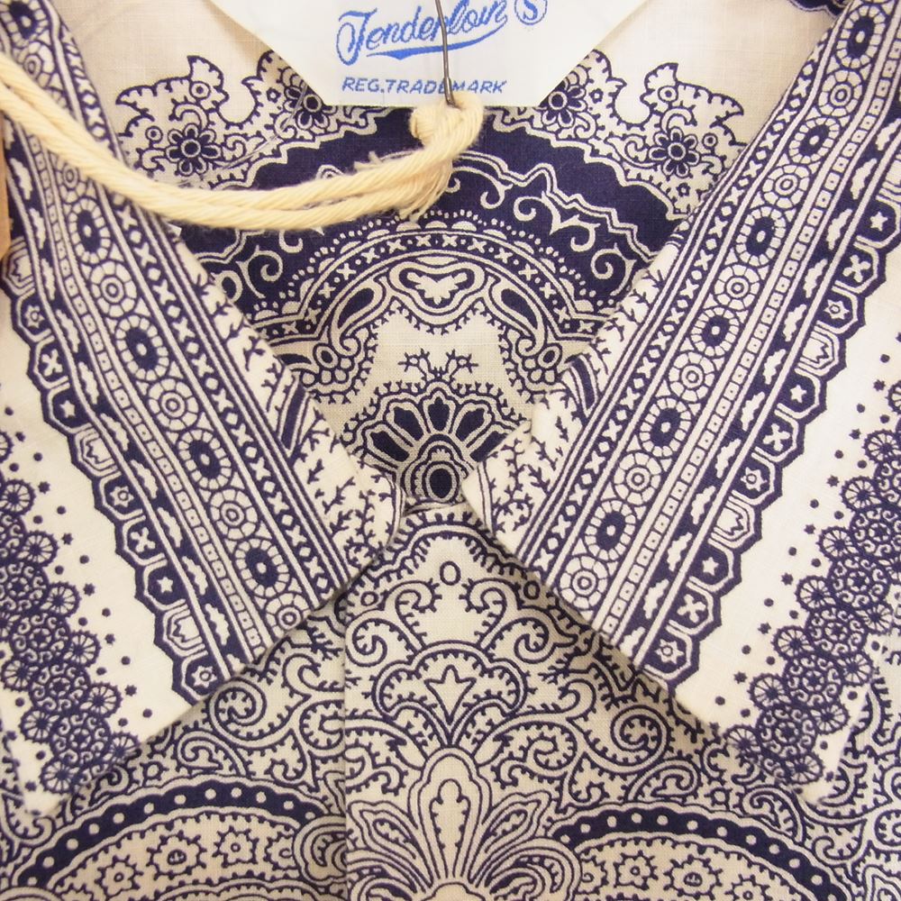 TENDERLOIN テンダーロイン T-PAISELY SHT NAVY ペイズリー オープンカラー 長袖 シャツ ネイビー ネイビー系 S【極上美品】【中古】