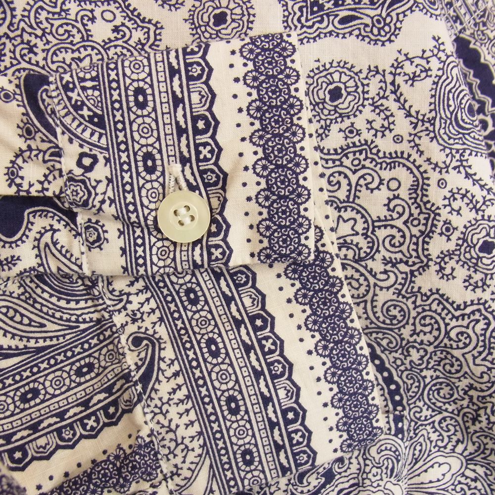 TENDERLOIN テンダーロイン T-PAISELY SHT NAVY ペイズリー オープンカラー 長袖 シャツ ネイビー ネイビー系 S【極上美品】【中古】