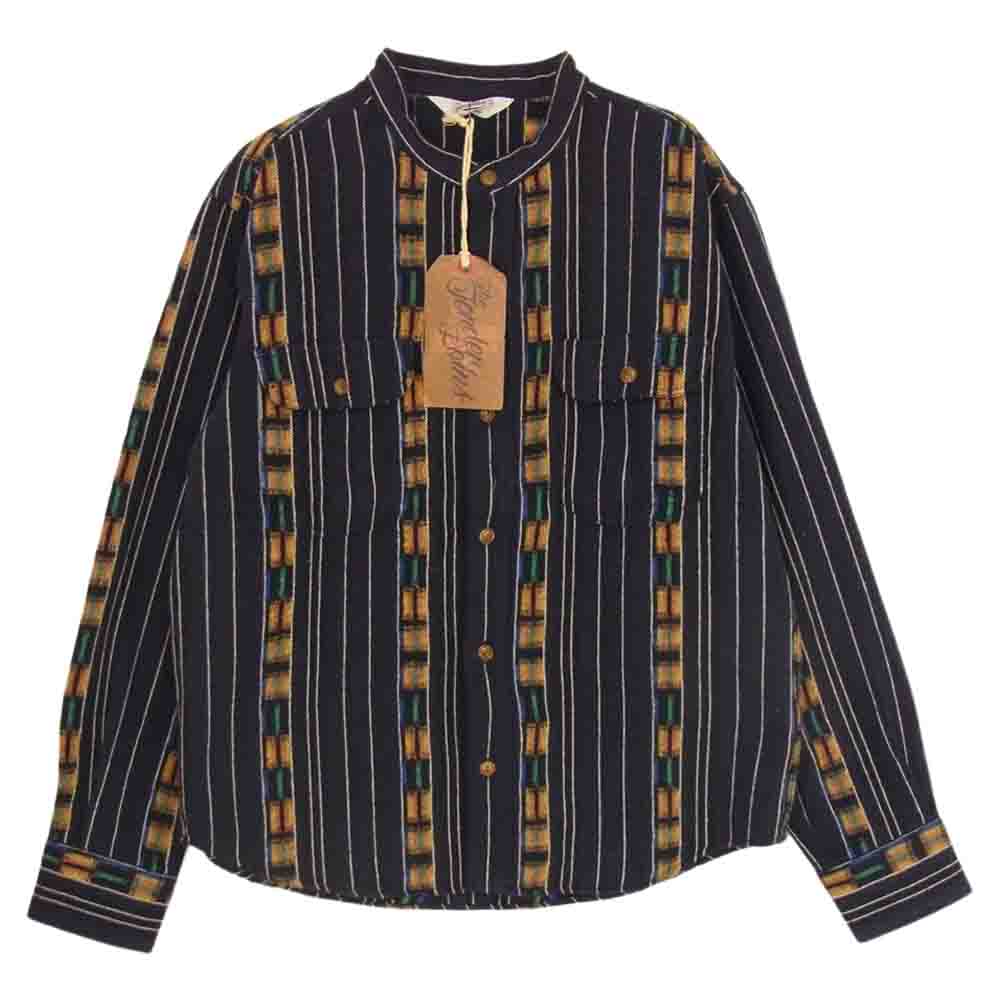 TENDERLOIN テンダーロイン GTM STAND SHT NAVY ガテマラ スタンドカラー 長袖 シャツ ネイビー ネイビー系 S【美品】【中古】