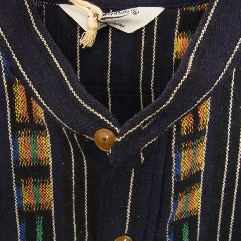 TENDERLOIN テンダーロイン GTM STAND SHT NAVY ガテマラ スタンドカラー 長袖 シャツ ネイビー ネイビー系 S【美品】【中古】