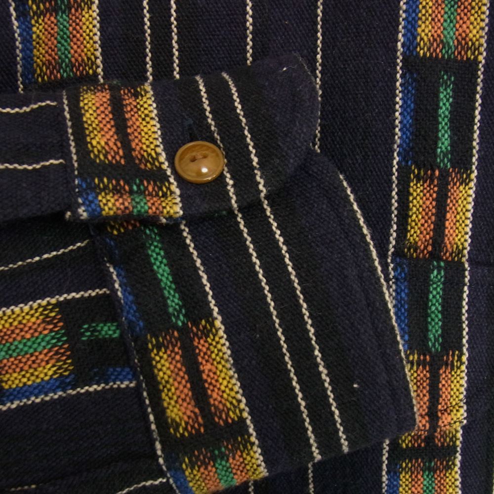 TENDERLOIN テンダーロイン GTM STAND SHT NAVY ガテマラ スタンドカラー 長袖 シャツ ネイビー ネイビー系 S【美品】【中古】