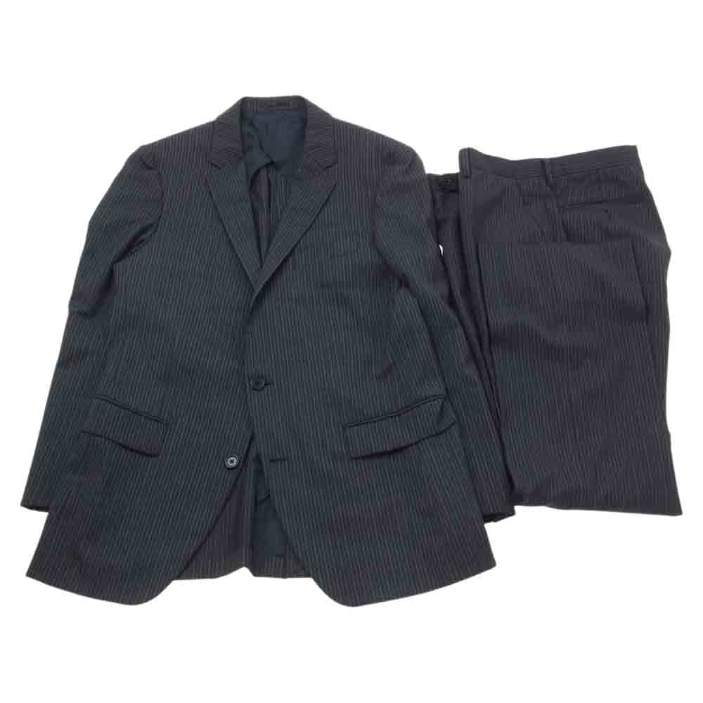 ジョゼフオム ストライプ テーラード ジャケット スラックス パンツ スーツ セットアップ ブラック系 50【中古】