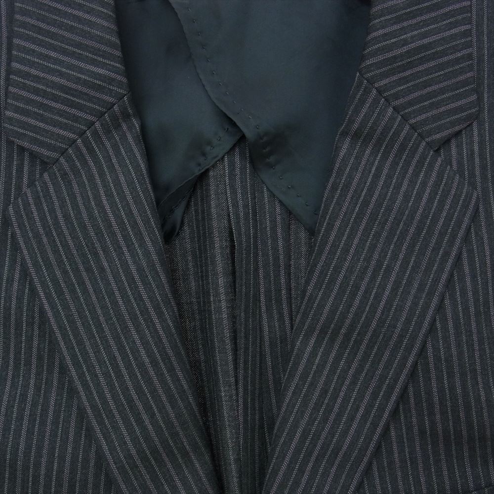 ジョゼフオム ストライプ テーラード ジャケット スラックス パンツ スーツ セットアップ ブラック系 50【中古】