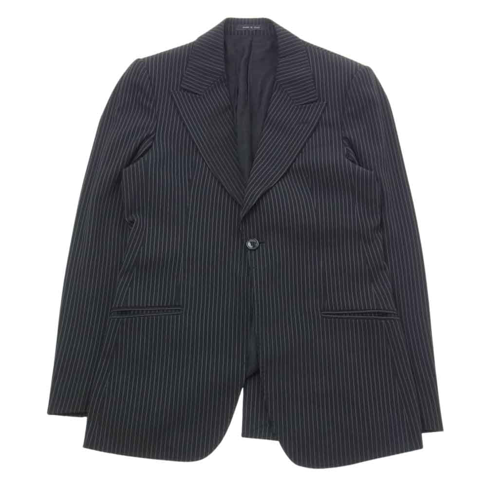 Emporio Armani エンポリオ・アルマーニ ストライプ スーツ ジャケット パンツ セットアップ ブラック系 46【中古】