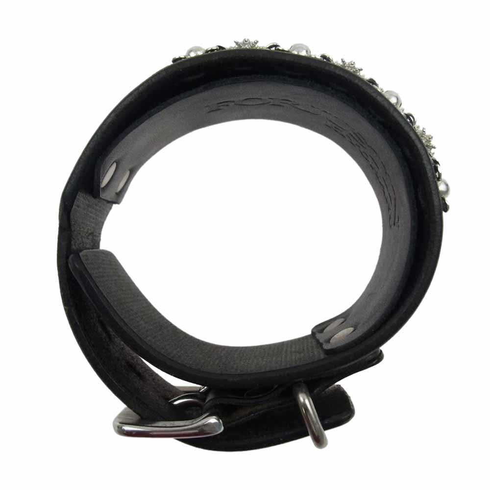 Justin Davis ジャスティンデイビス BBB008 KIYOHARU 清春 クラウン スカル ストーン レザー ブレスレット ブラック系【中古】