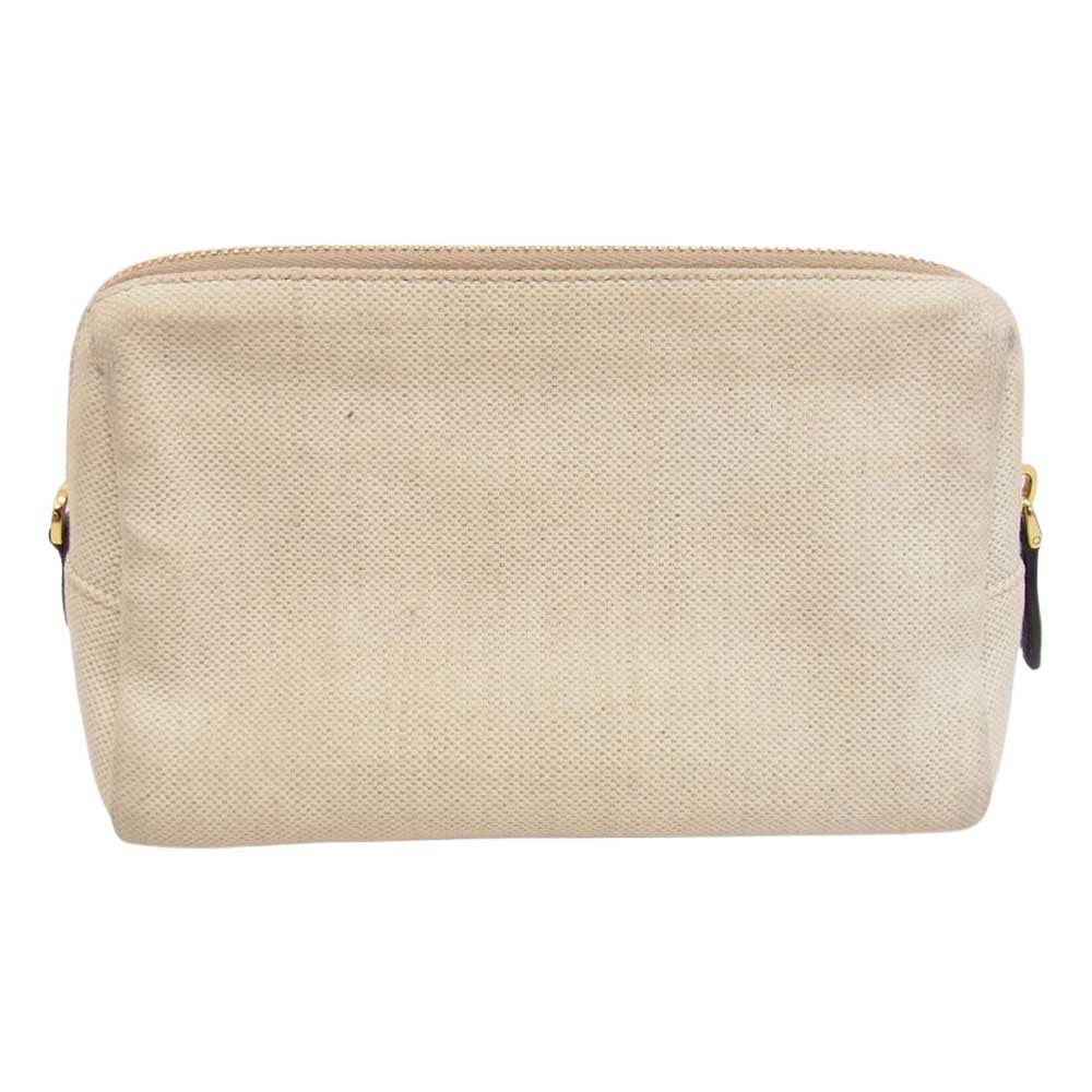 PRADA プラダ 1NE693 カナパ キャンバス ポーチ オフホワイト系【中古 
