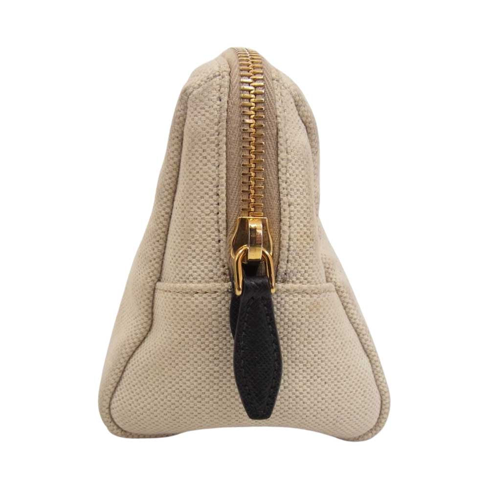 PRADA プラダ 1NE693 カナパ キャンバス ポーチ オフホワイト系【中古】