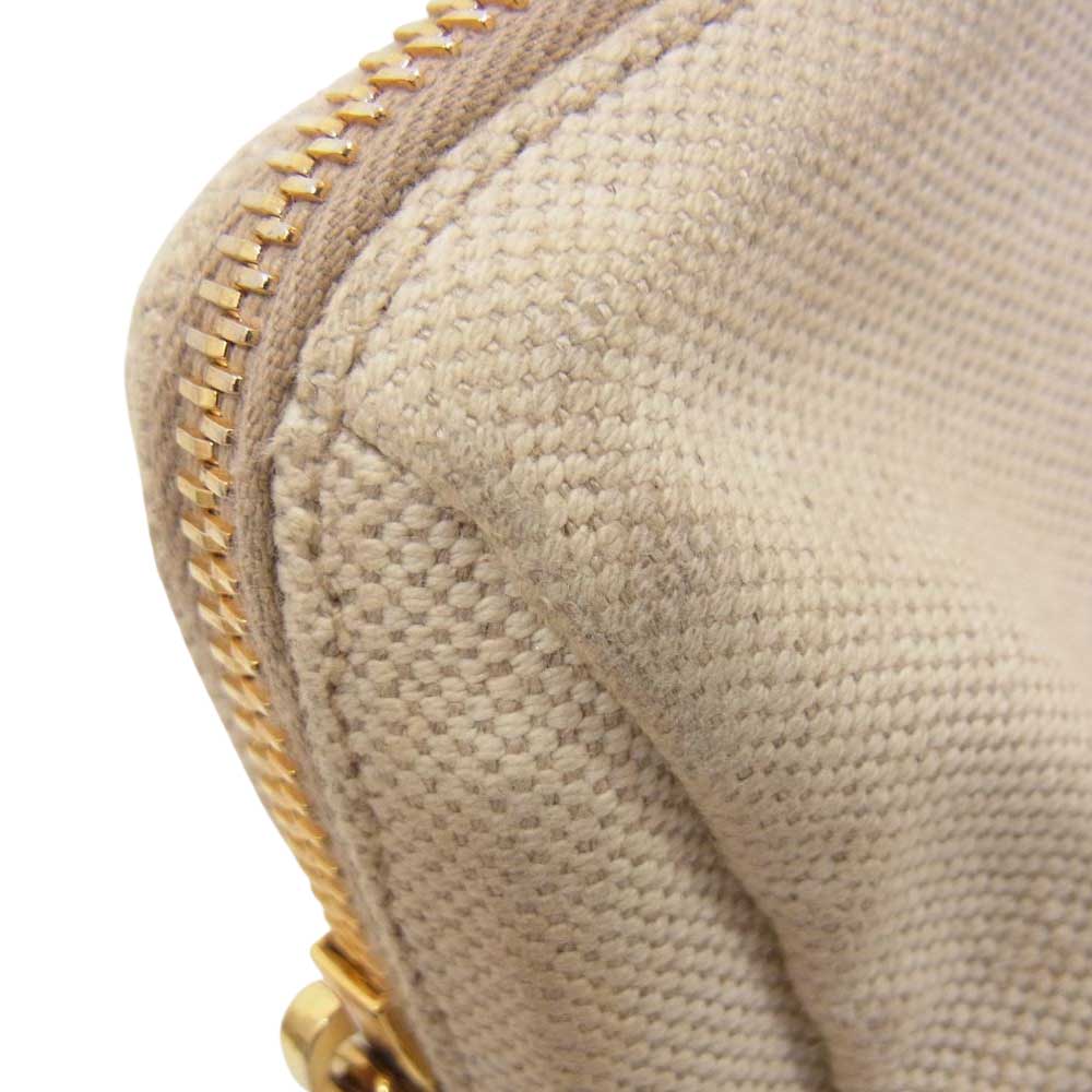 PRADA プラダ 1NE693 カナパ キャンバス ポーチ オフホワイト系【中古】