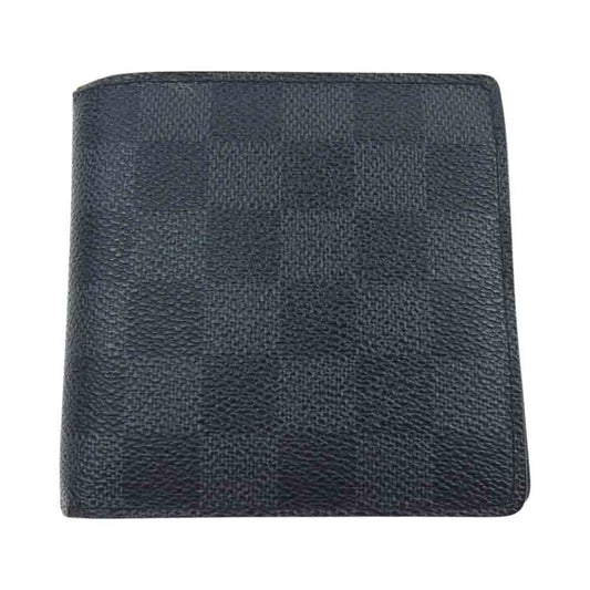 LOUIS VUITTON ルイ・ヴィトン N62664 ダミエ グラフィット ポルトフォイユ マルコ 2つ折り 財布 ブラック系【中古】