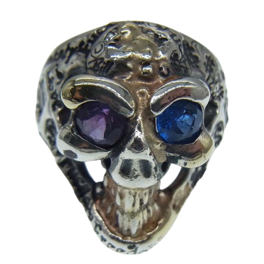 BILL WALL LEATHER ビルウォールレザー 18Kオーバーレイカスタム ストーンアイ グラフィティ グッドラックスカル リング シルバー系 8号【中古】