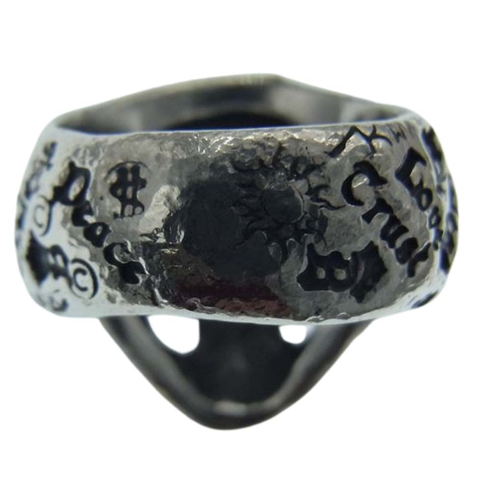 BILL WALL LEATHER ビルウォールレザー 18Kオーバーレイカスタム ストーンアイ グラフィティ グッドラックスカル リング シルバー系 8号【中古】