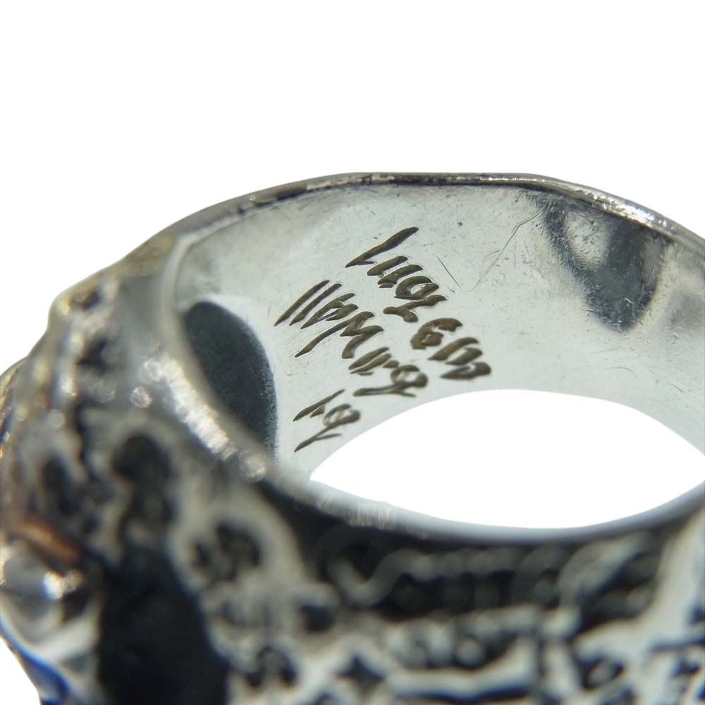 BILL WALL LEATHER ビルウォールレザー 18Kオーバーレイカスタム ストーンアイ グラフィティ グッドラックスカル リング シルバー系 8号【中古】
