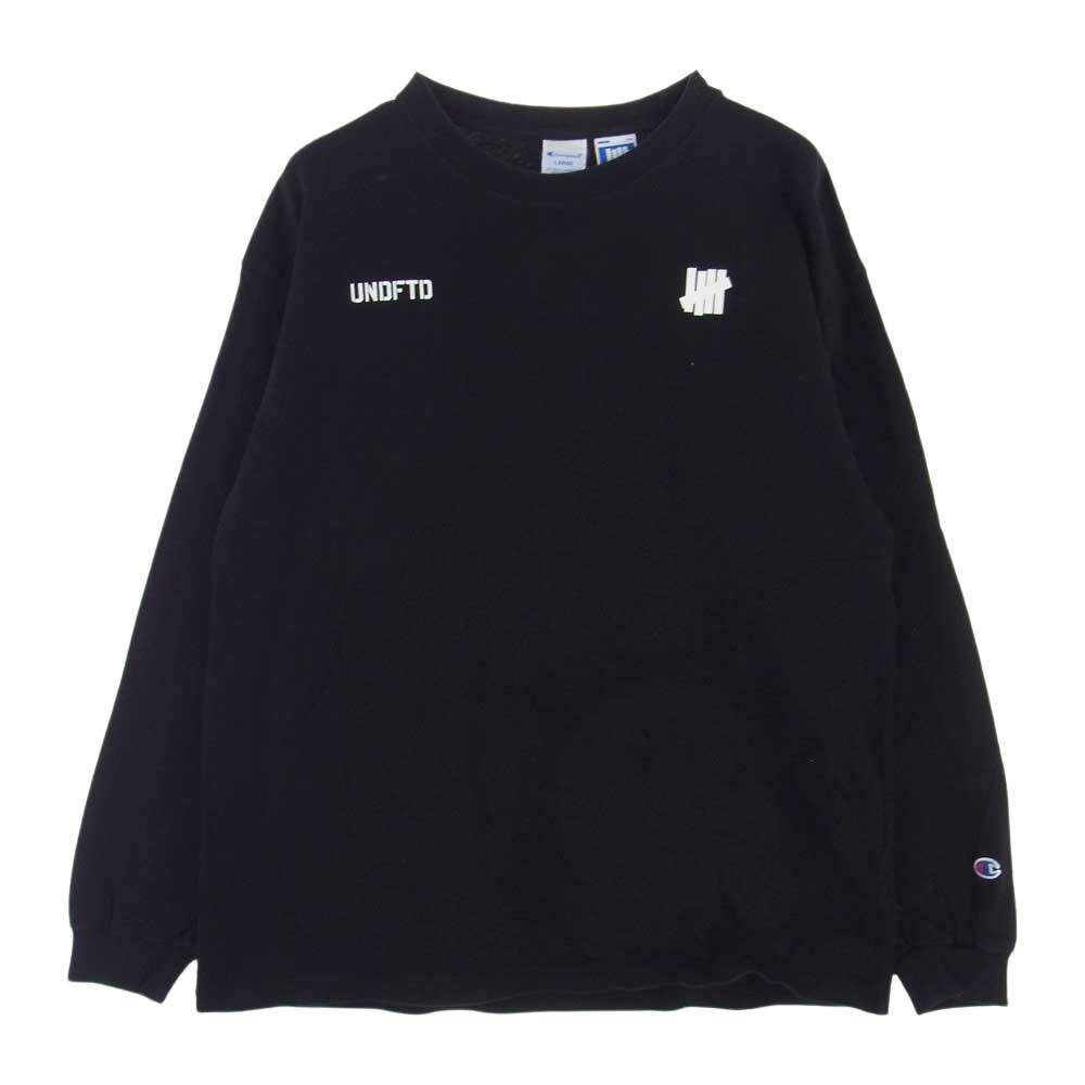 UNDEFEATED アンディフィーテッド × CHAMPION L/S TEE チャンピオン 長袖 Tシャツ ブラック  ブラック系 L【中古】