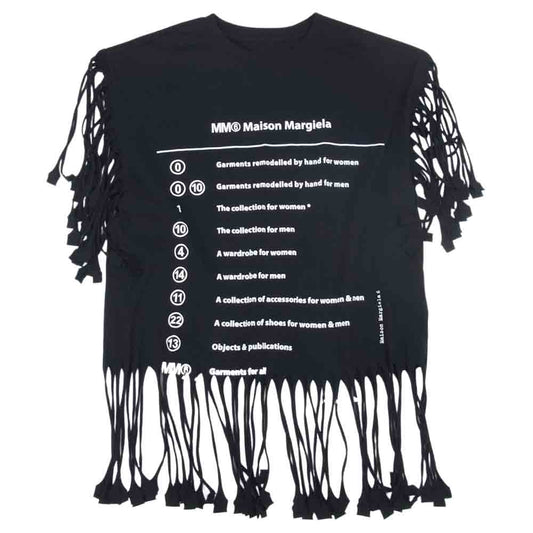 MAISON MARGIELA メゾンマルジェラ 21SS S62GD0082 S23588 MM6 FRINGED T-SHIRT フリンジ 半袖 カットソー Tシャツ  ブラック系 S【中古】