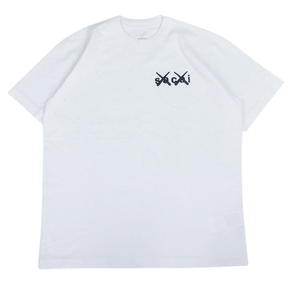 Sacai サカイ 21-0285S × KAWS カウズ ロゴ刺繍 ポケットTシャツ ホワイト系 2【中古】