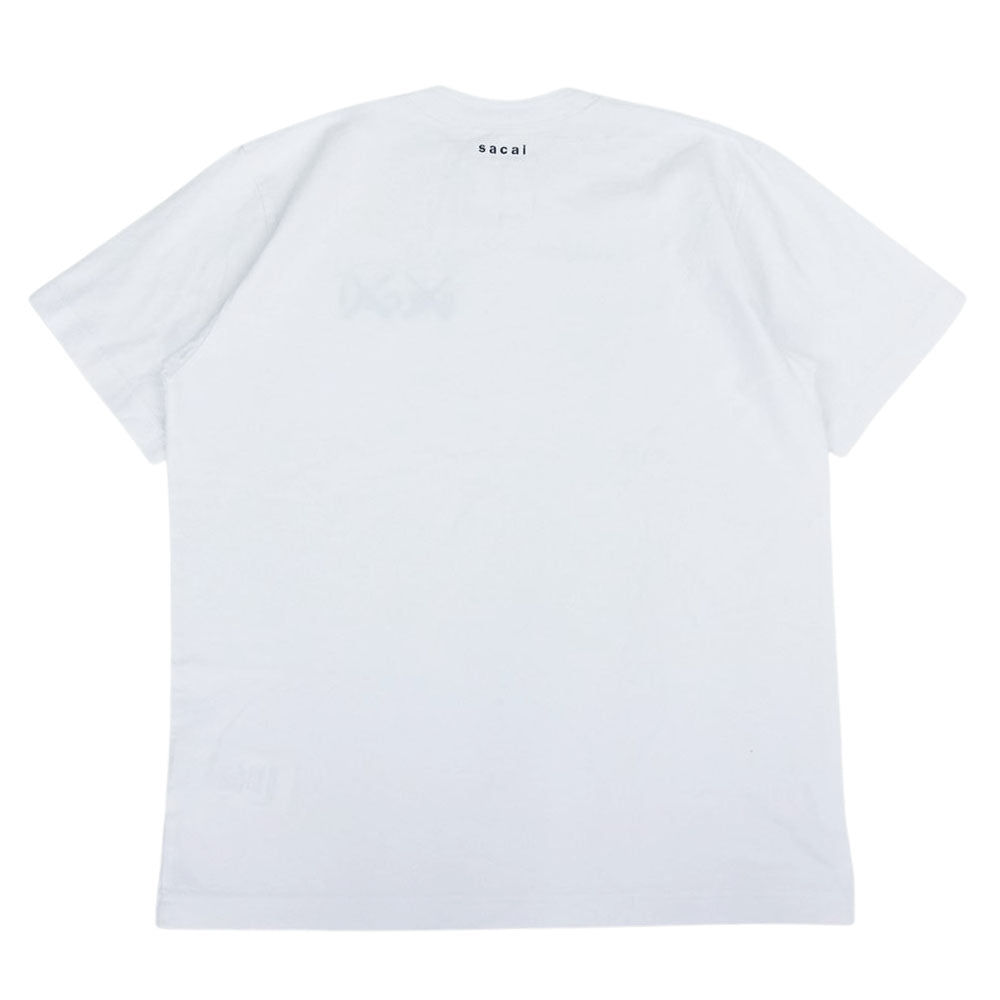 Sacai サカイ 21-0285S × KAWS カウズ ロゴ刺繍 ポケットTシャツ ホワイト系 2【中古】