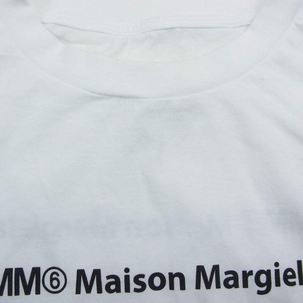 MAISON MARGIELA メゾンマルジェラ 21SS S62GD0082 S23588 MM6 FRINGED T-SHIRT フリンジ 半袖 カットソー Tシャツ ブラック ホワイト系 S【美品】【中古】