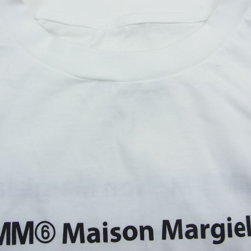 MAISON MARGIELA メゾンマルジェラ 21SS S62GD0082 S23588 MM6 FRINGED T-SHIRT フリンジ 半袖  カットソー Tシャツ ブラック ホワイト系 S【美品】【中古】