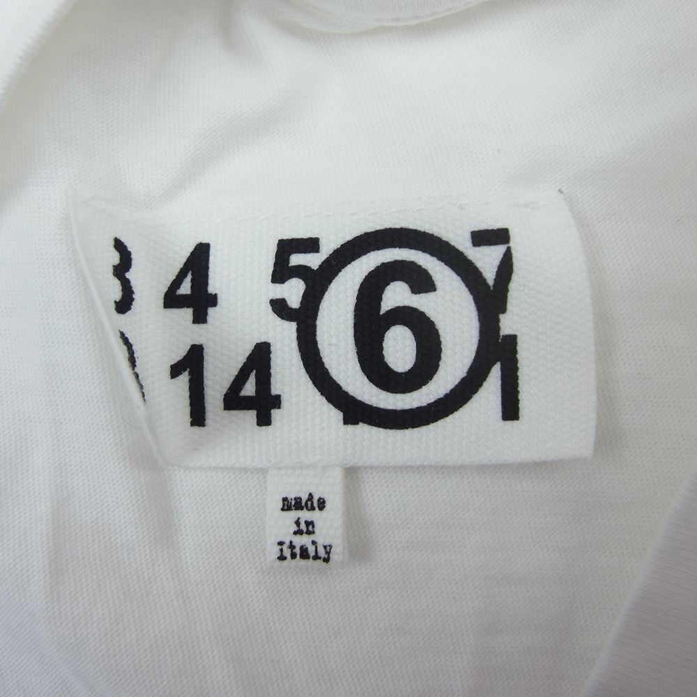 MAISON MARGIELA メゾンマルジェラ 21SS S62GD0082 S23588 MM6 FRINGED T-SHIRT フリンジ 半袖 カットソー Tシャツ ブラック ホワイト系 S【美品】【中古】